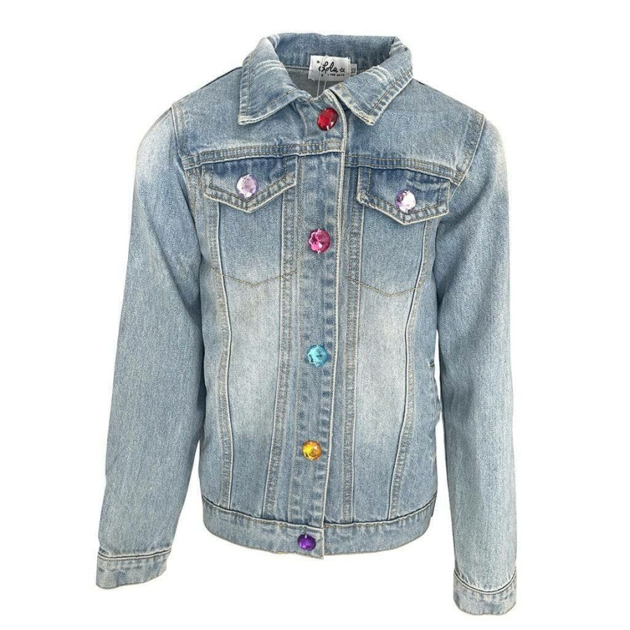 Girls * | Lola + The Boys New Arrivals Light Bright Unicorn Denim Jacket