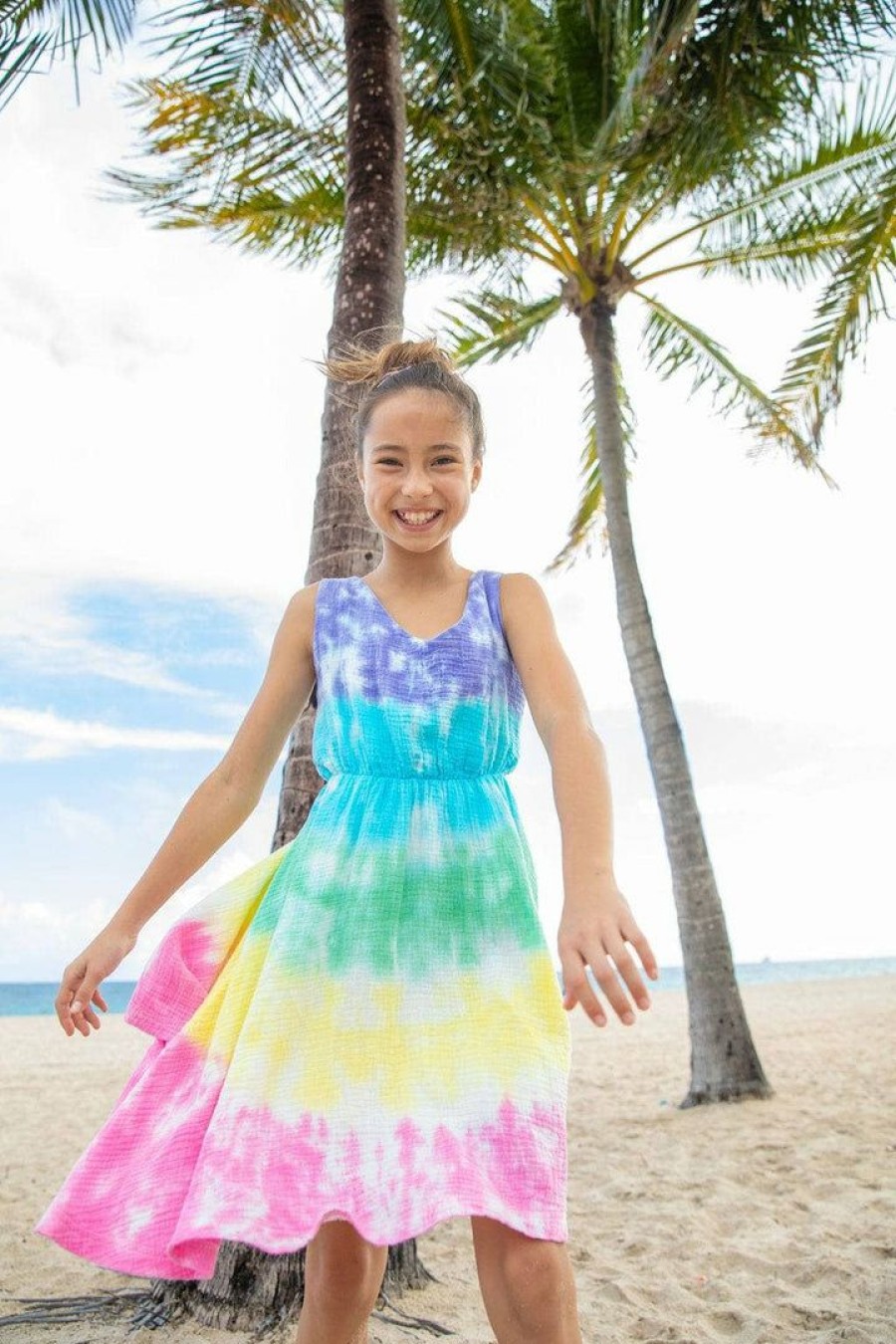 Girls * | Lola + The Boys Girls South Beach Tie Dye Dress Multi