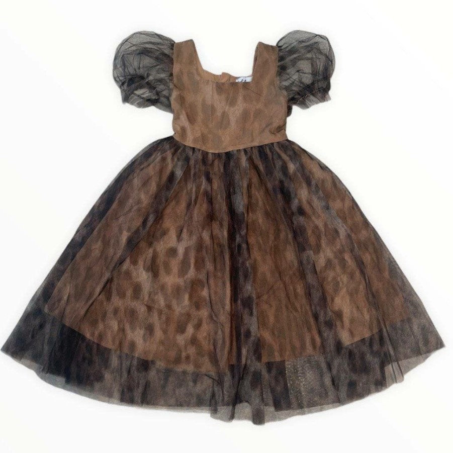 Girls * | Lola + The Boys Cheetah Tulle Dress