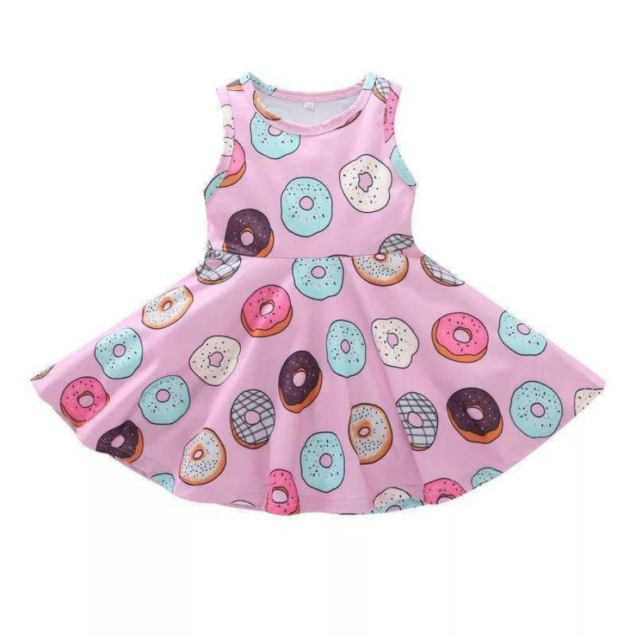 Girls * | Lola And The Boys Delicious Donuts Skater Dress Pink