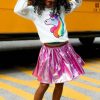 Girls * | Lola + The Boys Magenta Rainbow Foil Skirt Girls