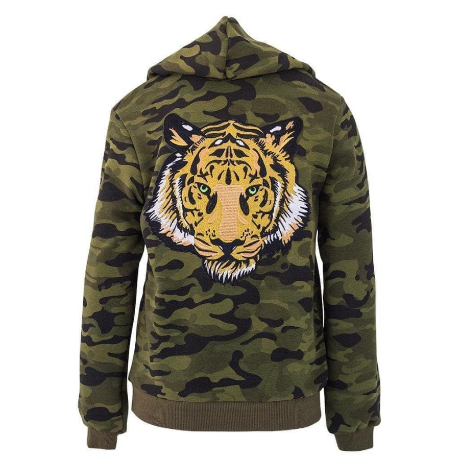 Boys * | Lola + The Boys Boys Tiger Hoodie Camo