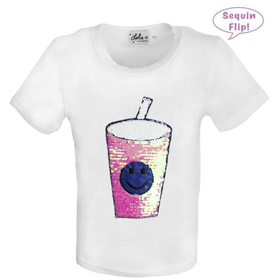 Girls * | Lola & The Boys Smoothie Flip T-Shirt Girls White