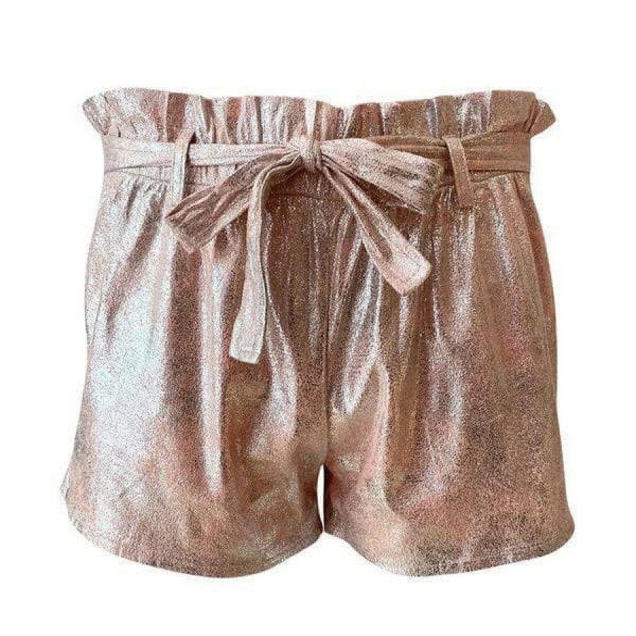 Girls * | Lola + The Boys Ie Paper Bag Shorts New Arrivals Gold