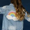 Girls * | Lola + The Boys Rainbow Pearl Denim Jacket Girls