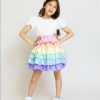 Girls * | Lola + The Boys New Arrivals Satin Rainbow Dream Dress