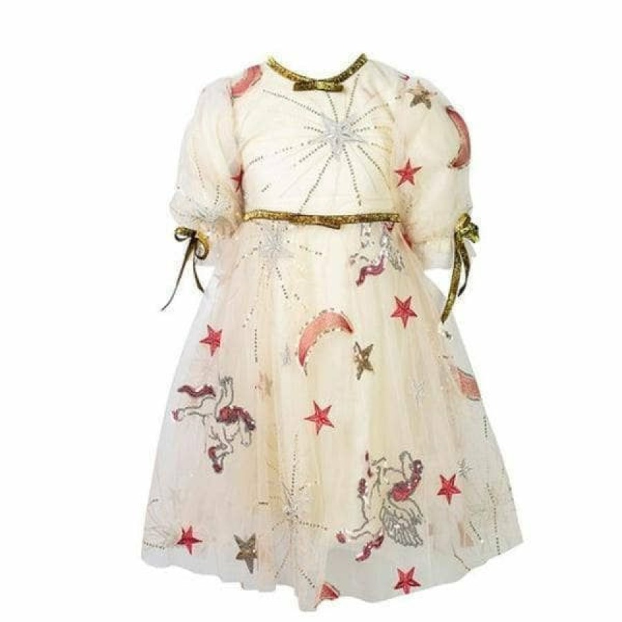 Girls * | Lola + The Boys Girls Golden Star Party Dress