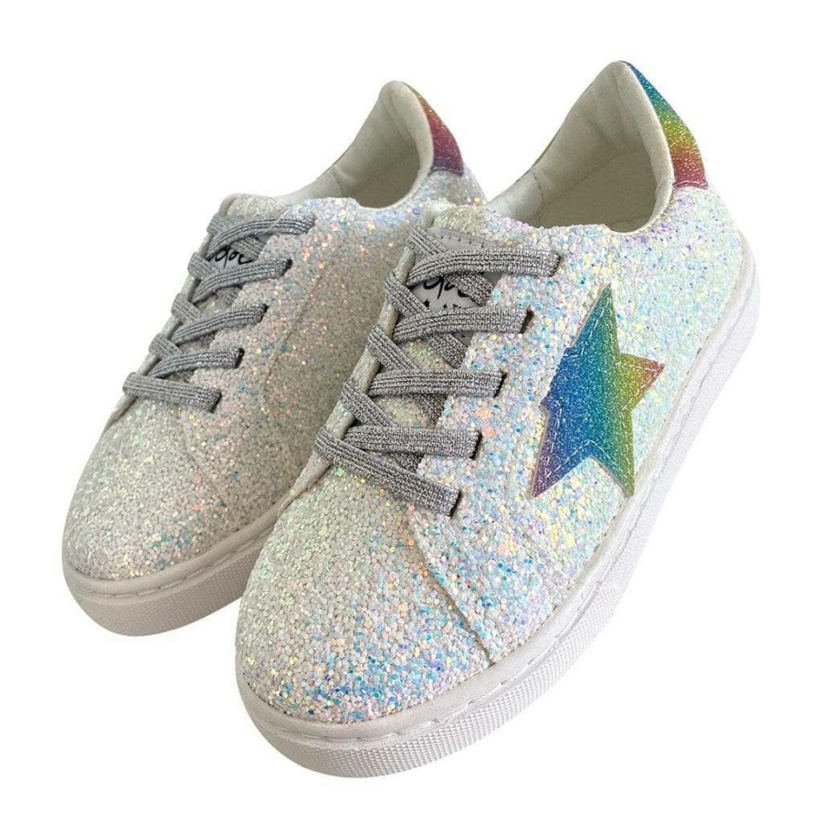 Girls * | Lola + The Boys Girls Rainbow Star Glitter Sneaker