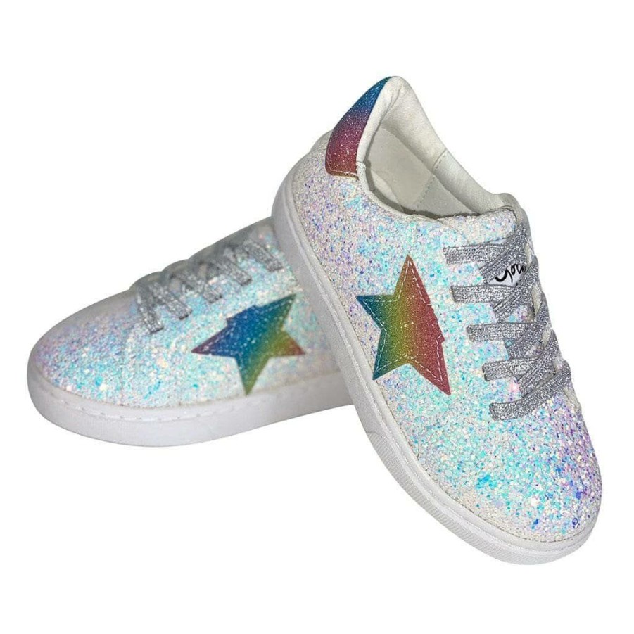 Girls * | Lola + The Boys Girls Rainbow Star Glitter Sneaker