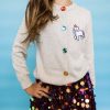 Girls * | Lola + The Boys Girls Grey Rainbow Gem Unicorn Cardigan