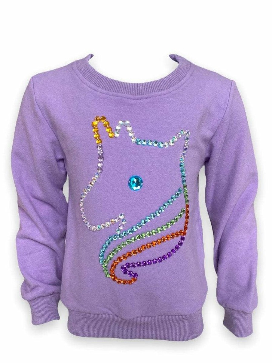 Girls * | Lola + The Boys Beaded Gems Unicorn Sweatshirt New Arrivals