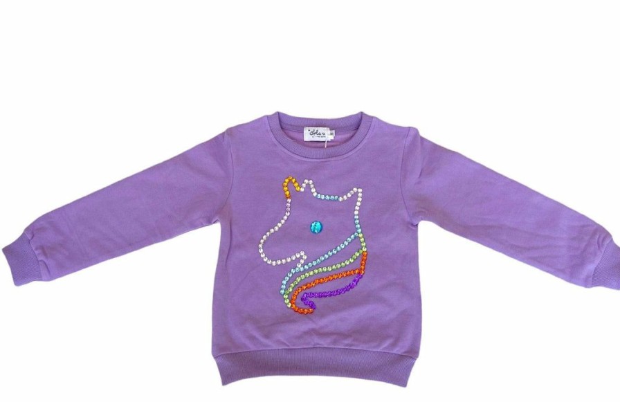 Girls * | Lola + The Boys Beaded Gems Unicorn Sweatshirt New Arrivals