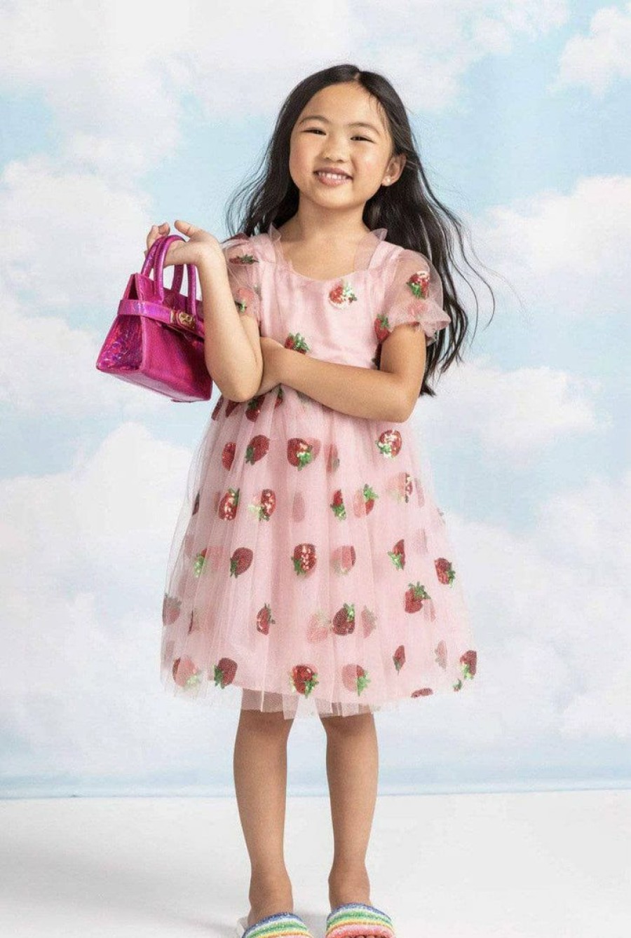 Girls * | Lola + The Boys Strawberry Sequin Dress