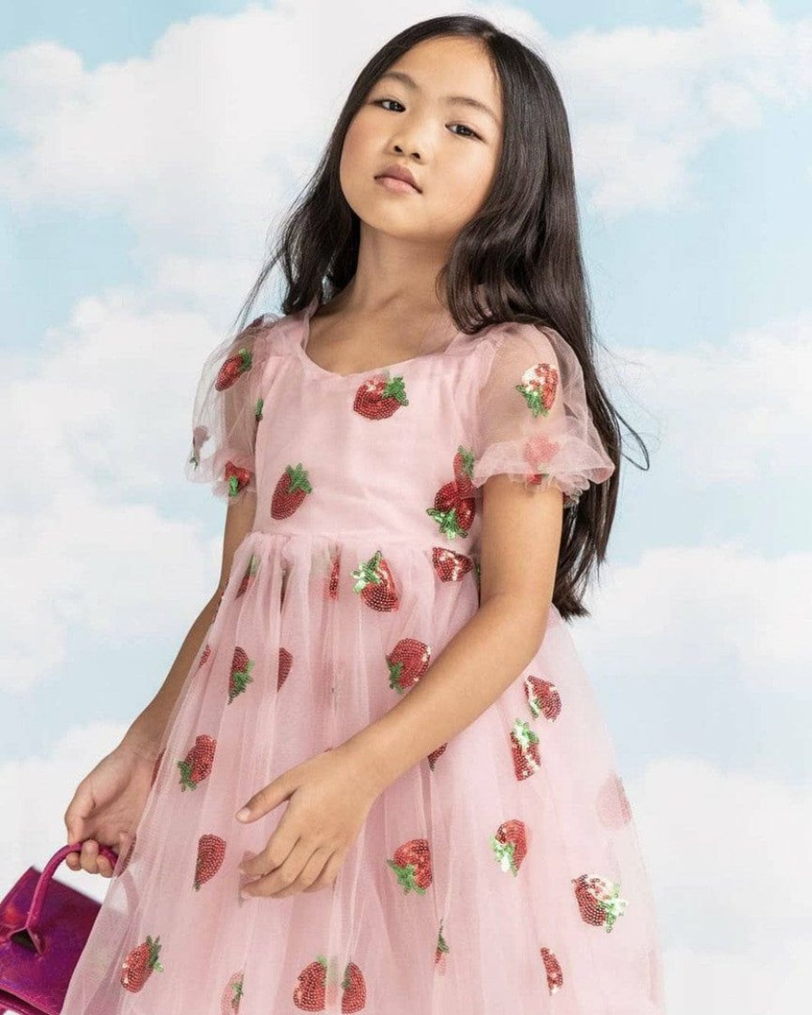 Girls * | Lola + The Boys Strawberry Sequin Dress