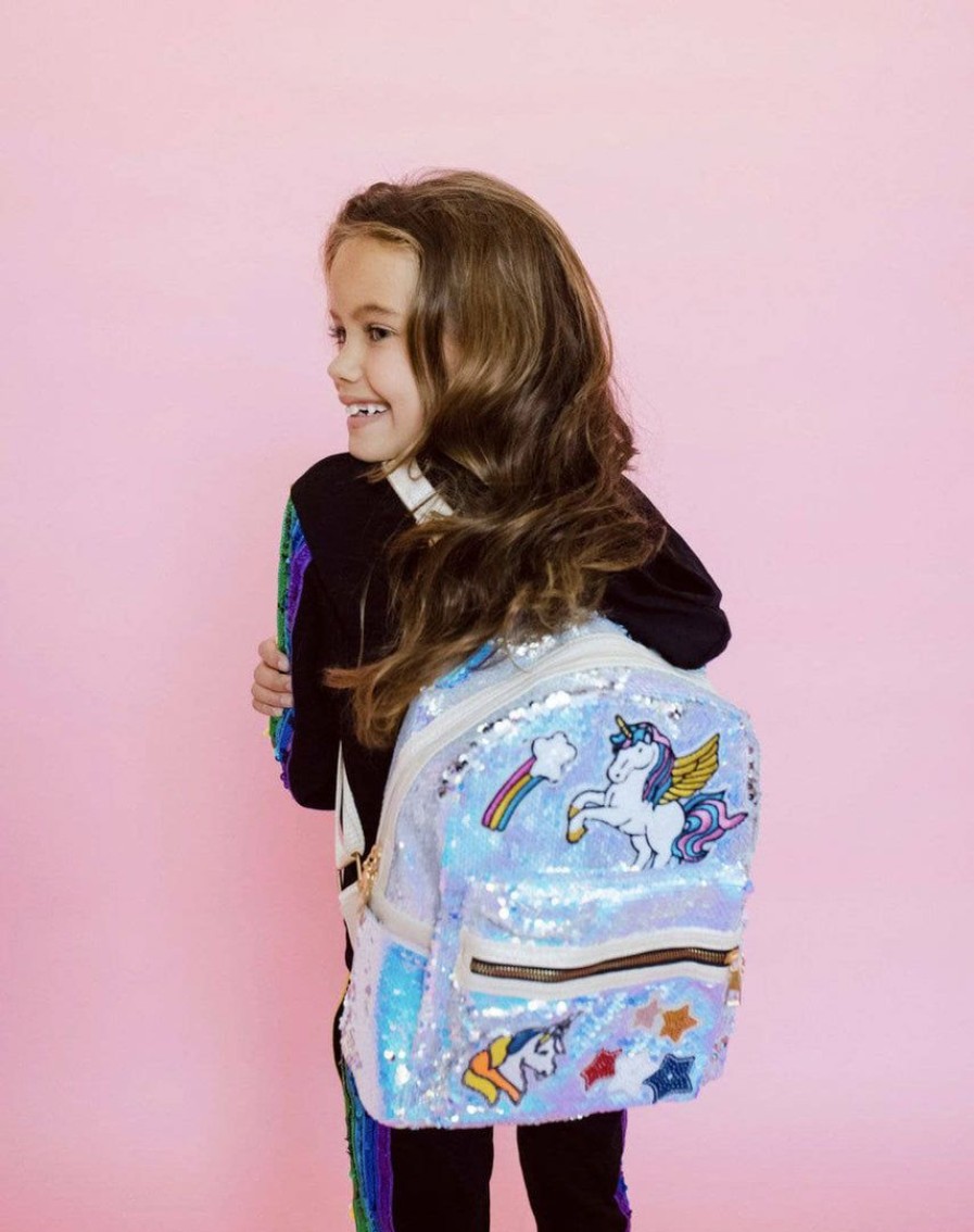 Accessories * | Lola + The Boys Sequin Unicorn Patch Mini Backpack Girls