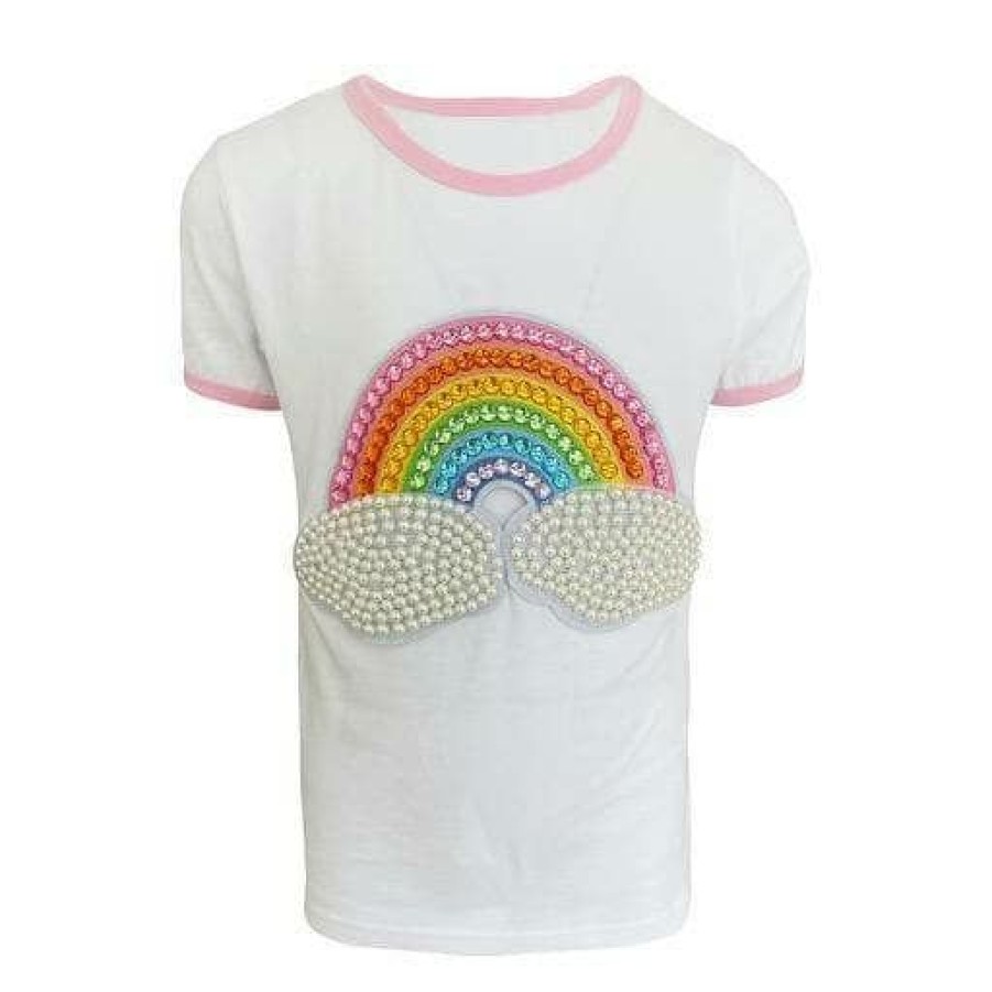 Girls * | Lola + The Boys Rainbow Pearl Patch T Shirt