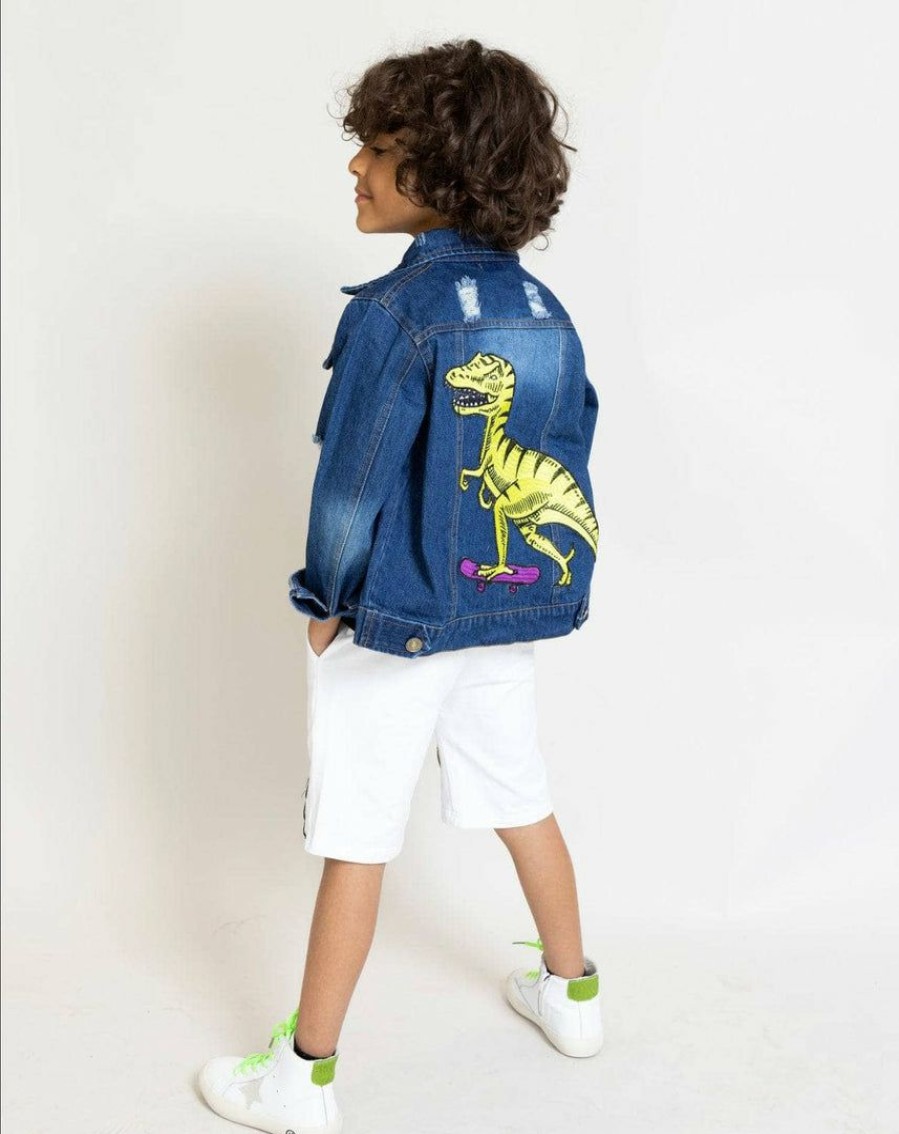 Boys * | Lola + The Boys Rad Dinosaur Denim Jacket