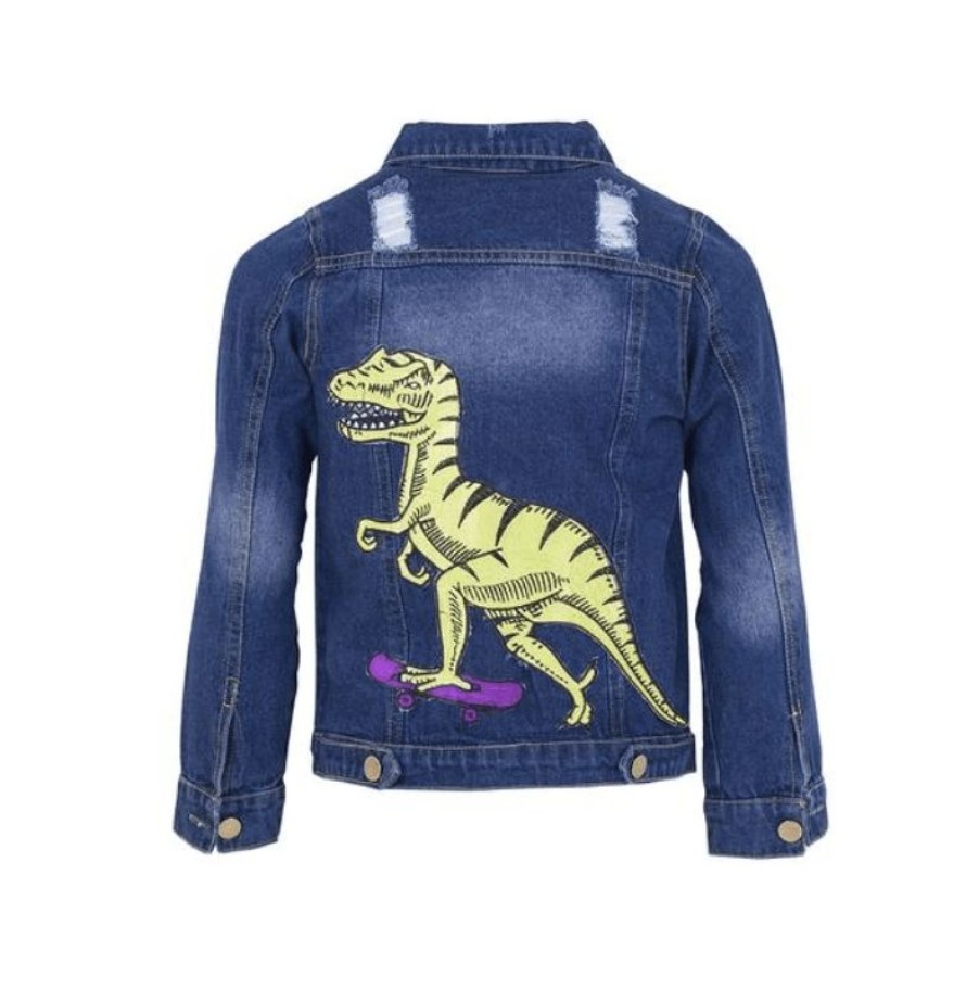 Boys * | Lola + The Boys Rad Dinosaur Denim Jacket