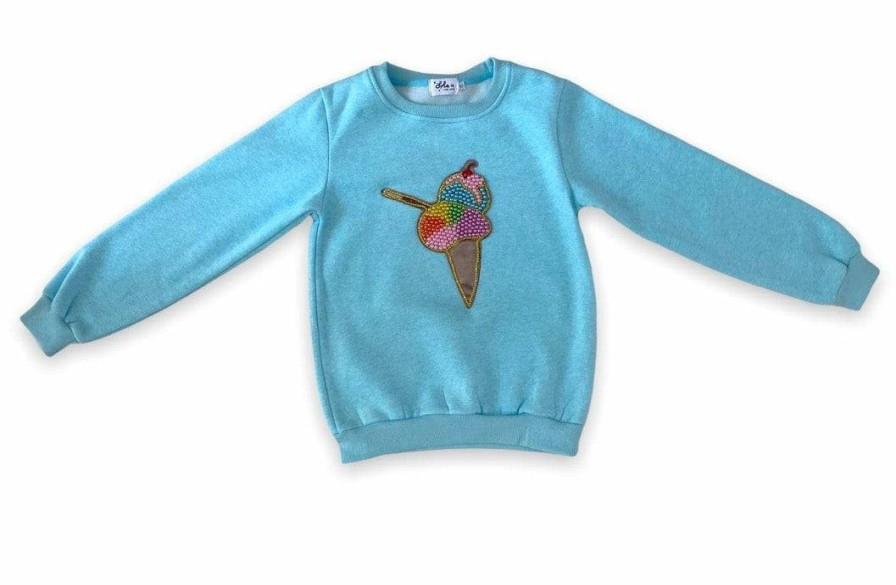 Girls * | Lola + The Boys Rainbow Pearls Ice Cream Sweatshirt Girls