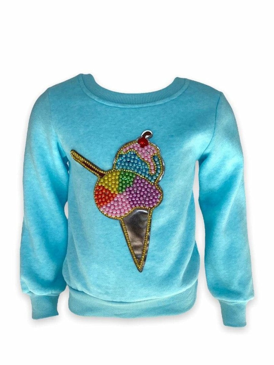 Girls * | Lola + The Boys Rainbow Pearls Ice Cream Sweatshirt Girls