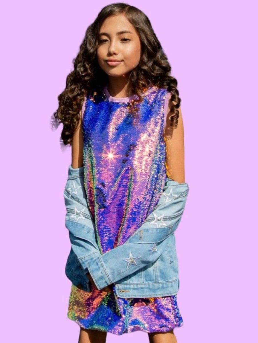 Girls * | Lola & The Boys Mermaid Magic Sequin Flip Dress