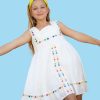 Girls * | Lola + The Boys Rainbow Stars Day Dress White