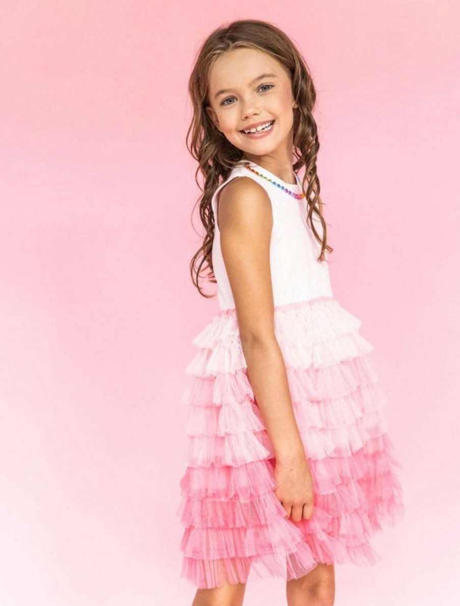 Girls * | Lola + The Boys New Arrivals Ombre Jewel Dress Pink