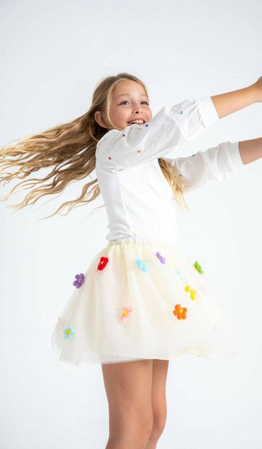 Girls * | Lola & The Boys Rainbow Daisy Puff Tutu New Arrivals