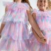 Girls * | Lola + The Boys Water Color Tulle Dress Pink