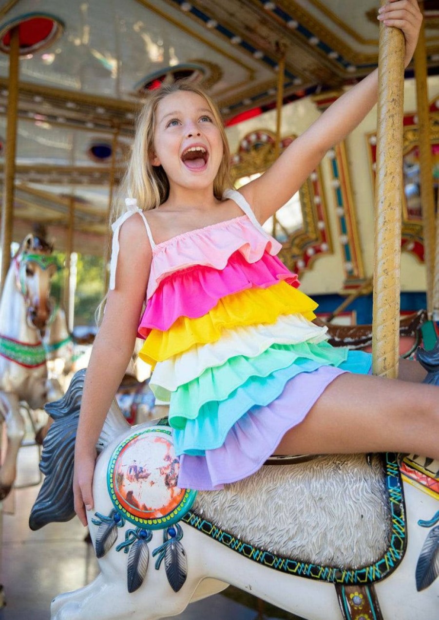 Girls * | Lola + The Boys Ruffle Pastel Sun Dress New Arrivals Multi