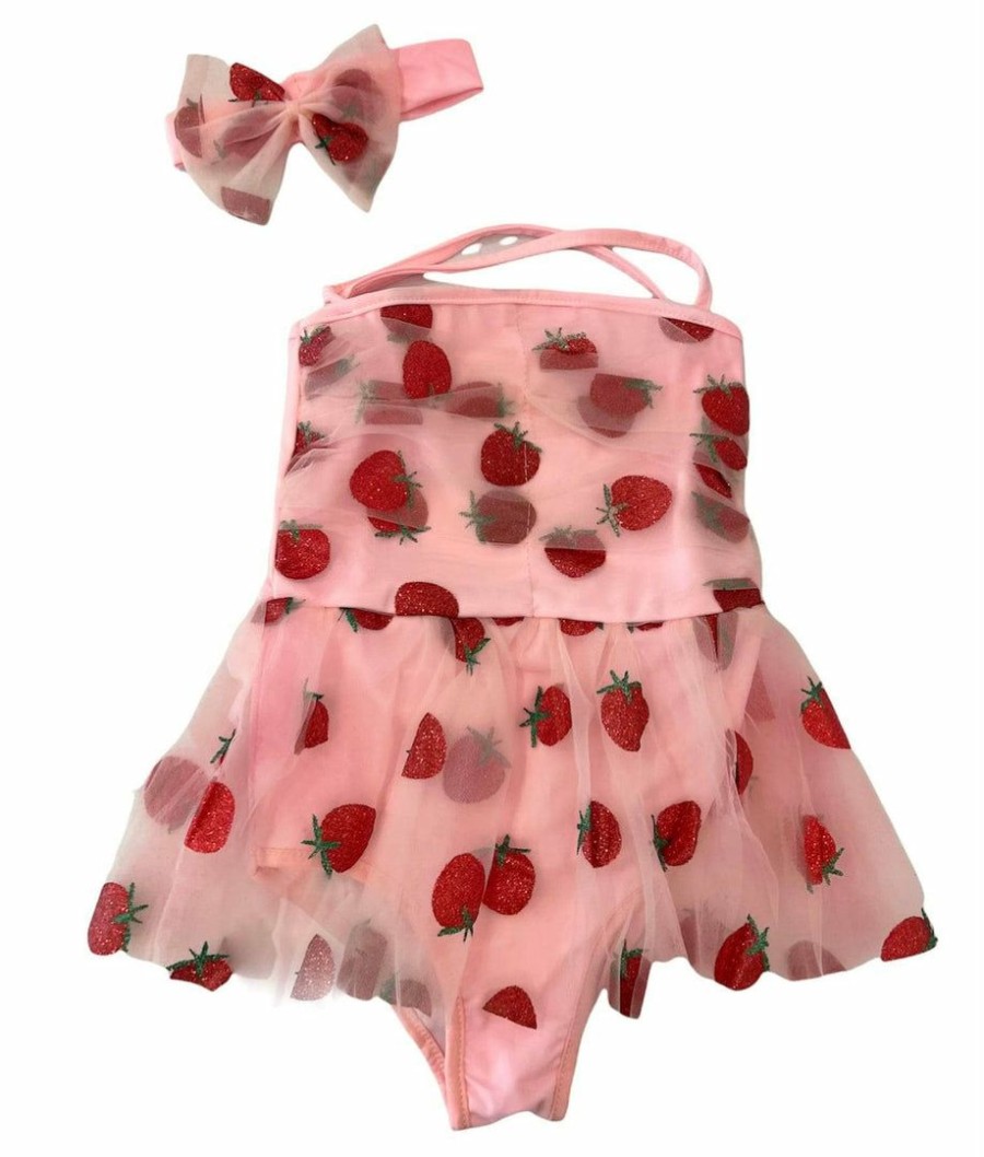 Girls * | Lola + The Boys Strawberry Shortcake Tulle Swimsuit New Arrivals