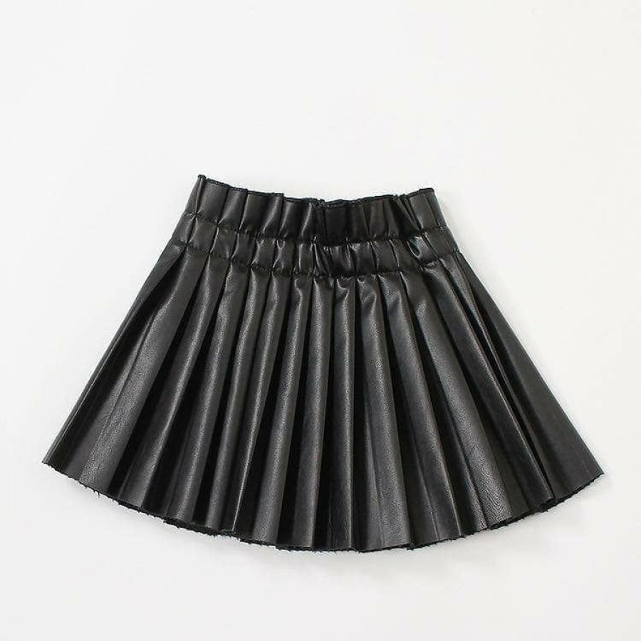 Girls * | Lola + The Boys New Arrivals Pleated Vegan Leather Mini Skirt