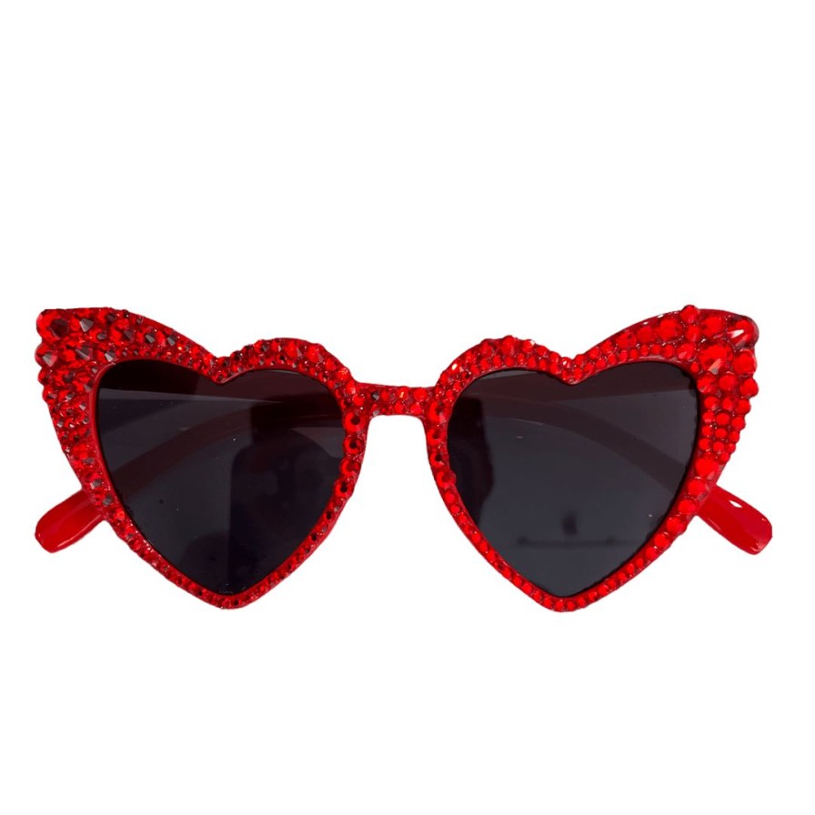 Accessories * | Lola + The Boys Crystal Encrusted Heart Sunnies