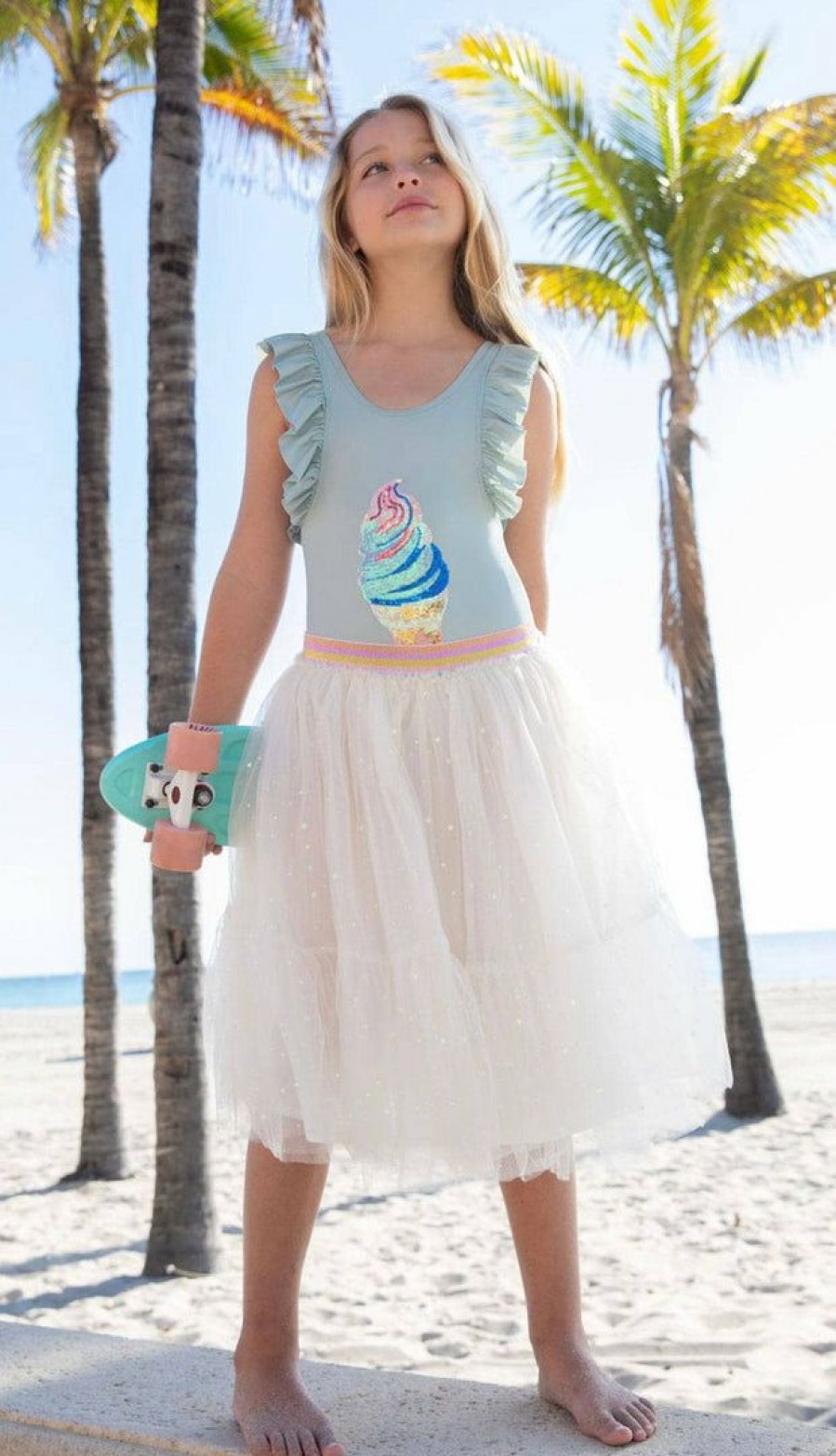 Girls * | Lola And The Boys Spin And Dream Sparkle Midi Skirt Girls