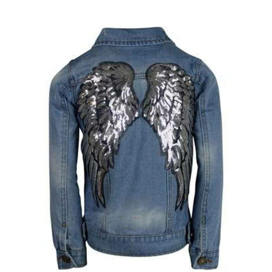 Girls * | Lola & The Boys Girls Angel Wings Denim Jacket