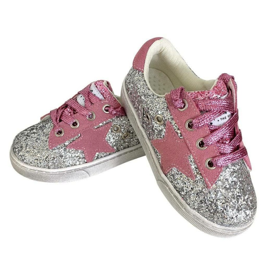 Girls * | Lola + The Boys Girls Glitter Pink Star Sneakers