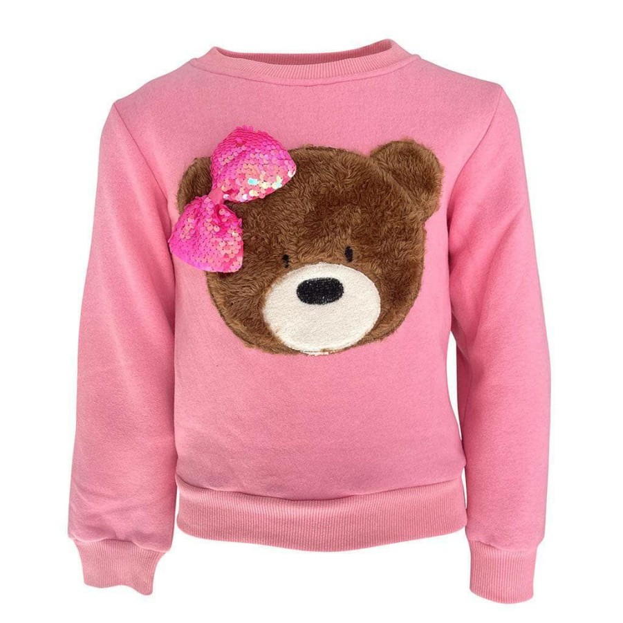 Girls * | Lola + The Boys Teddy Bow Sweatshirt New Arrivals