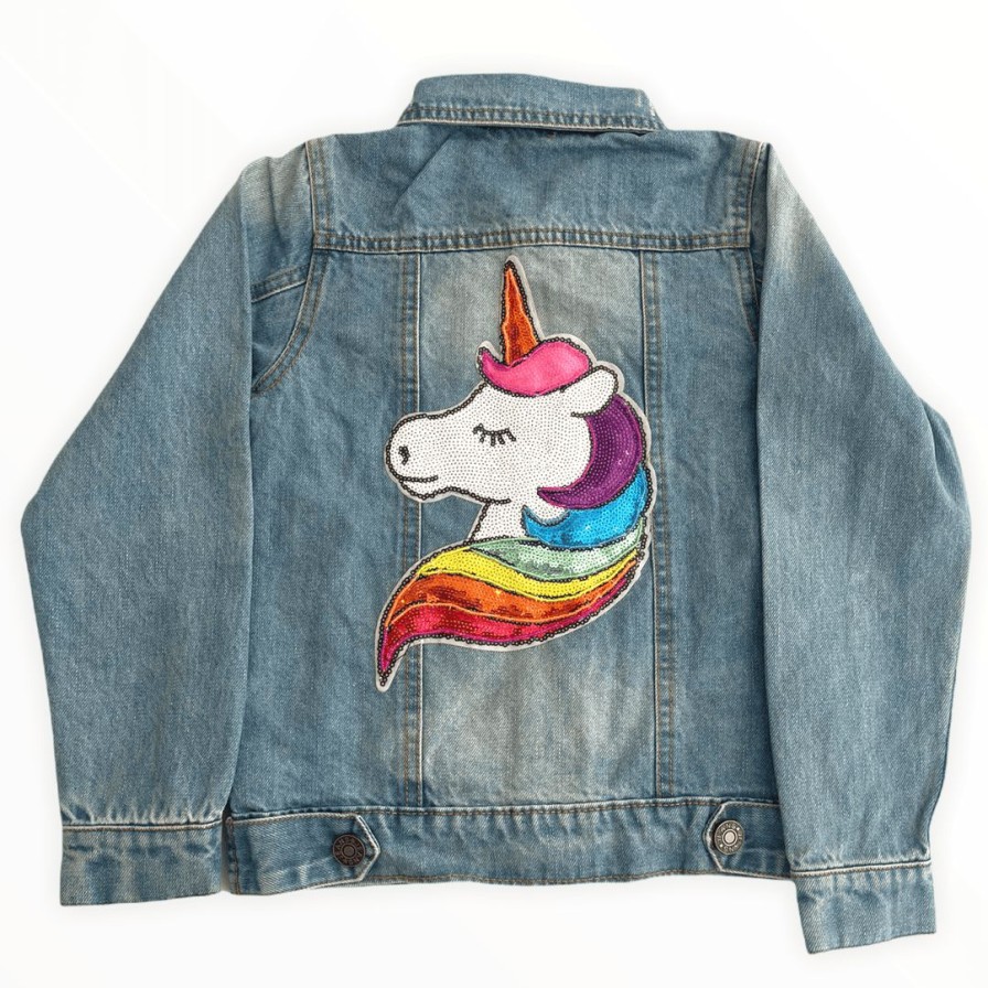 Girls * | Lola + The Boys Original Unicorn Sequin Rainbow Denim