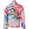 Girls * | Lola + The Boys Rainbow Tie Dye Unicorn Hoodie Girls