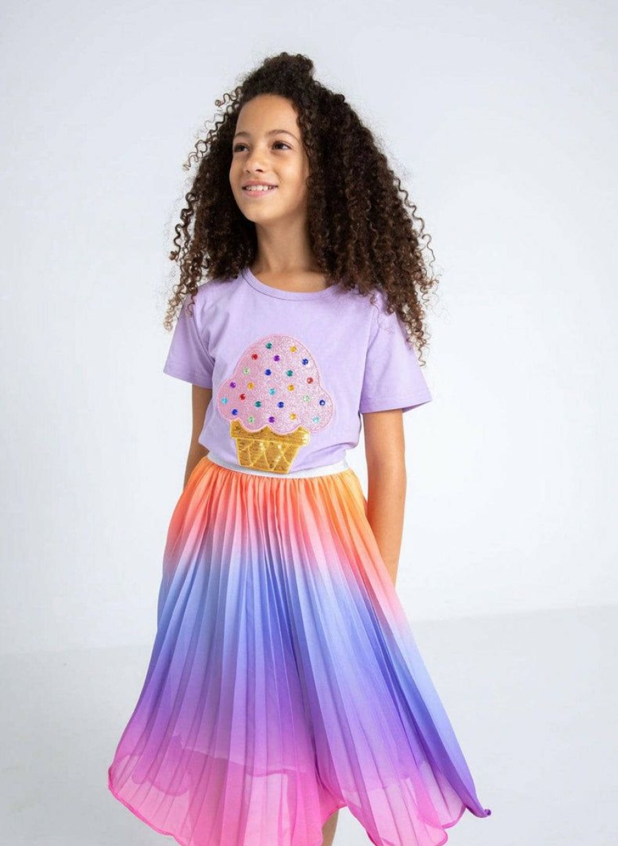 Girls * | Lola + The Boys Sherbet Ombre Pleated Skirt Multi