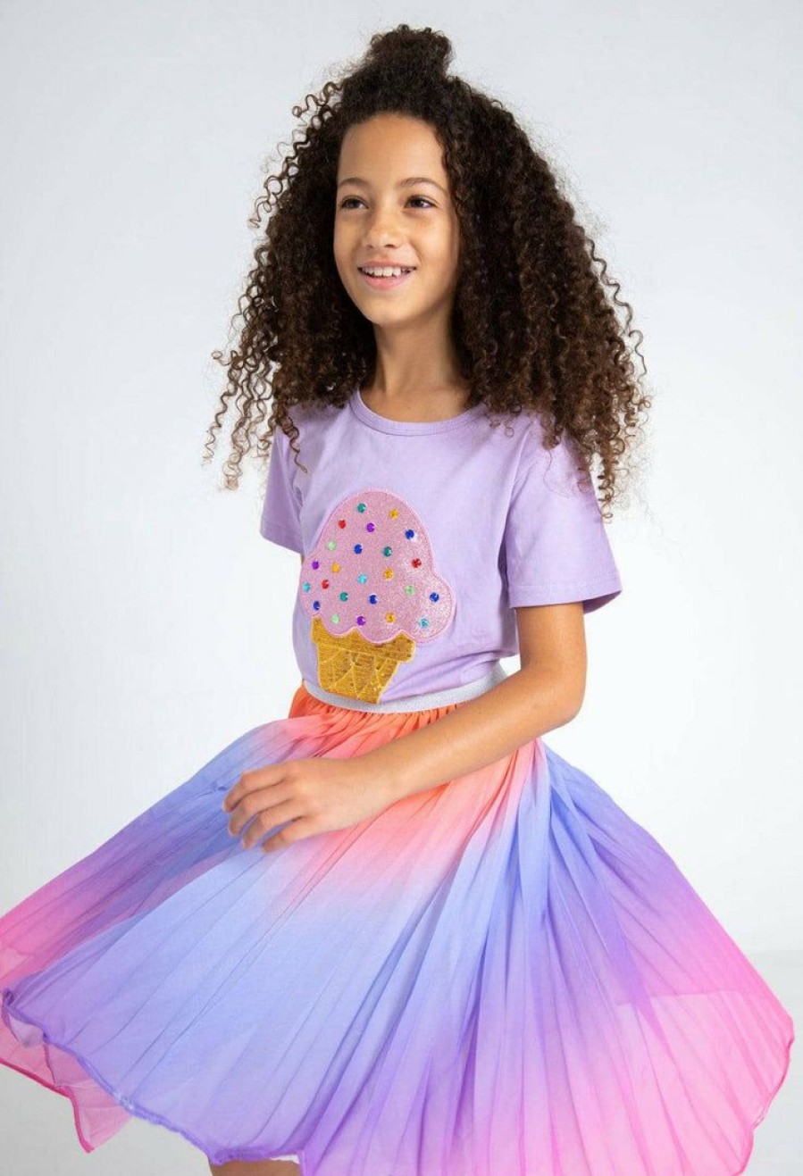 Girls * | Lola + The Boys Sherbet Ombre Pleated Skirt Multi