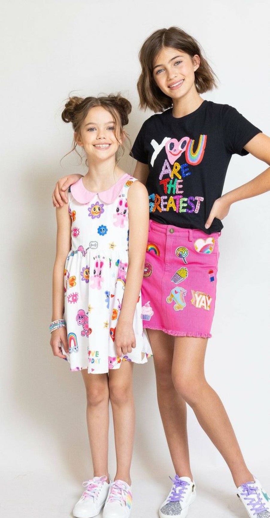 Girls * | Lola + The Boys Rainbow Bunny Doodle Dress New Arrivals