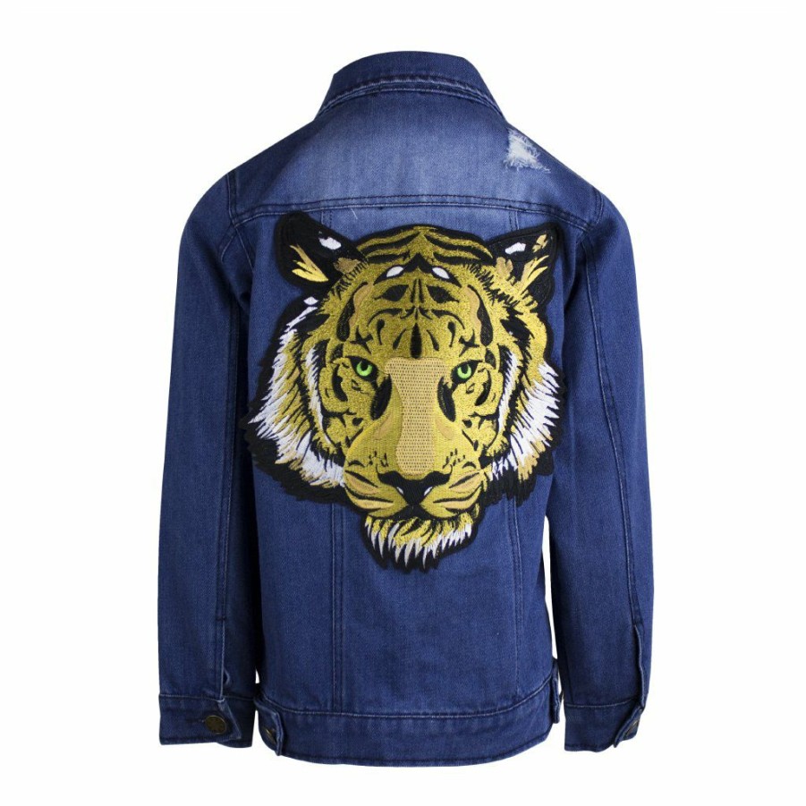 Boys * | Lola & The Boys Boys Tiger Embroidered Patch Jacket | Lola And The Boys Denim