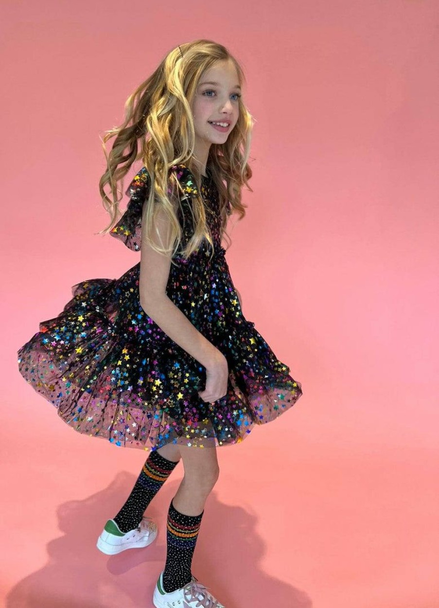 Girls * | Lola + The Boys Shining Rainbow Star Tulle Dress