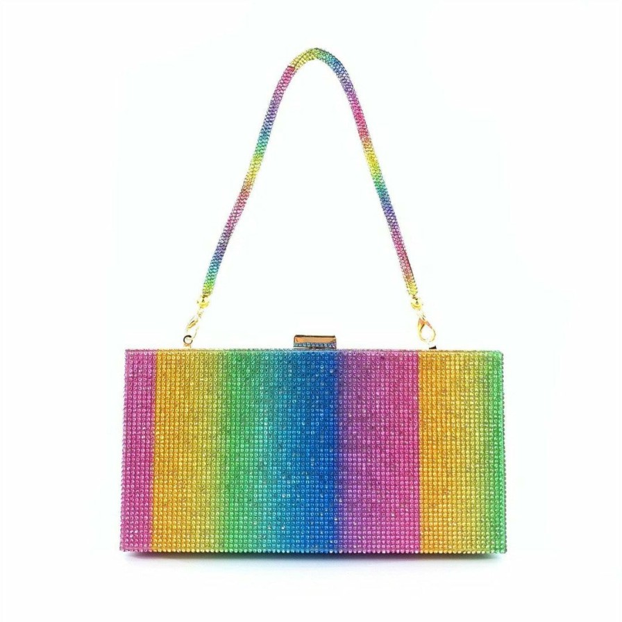 Accessories * | Lola + The Boys Girls Rainbow Crystal Clutch