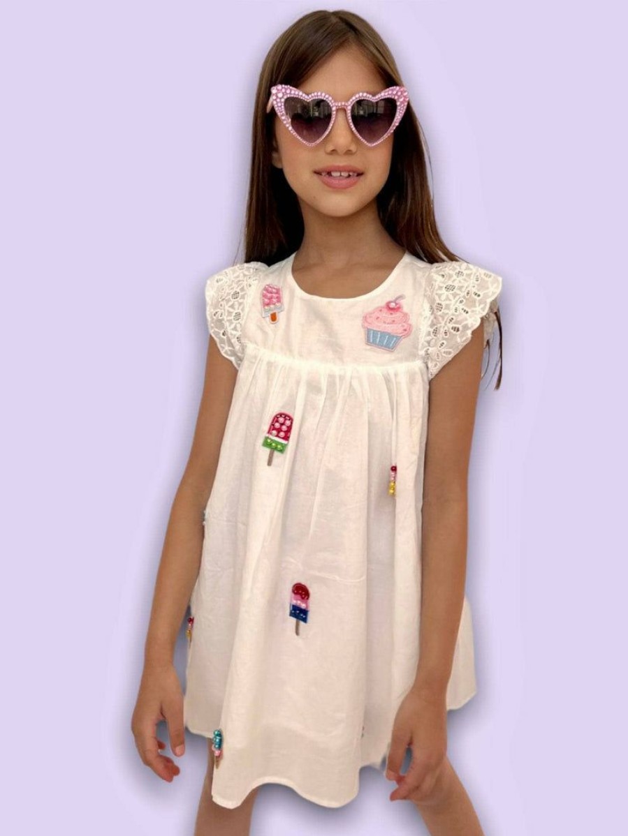 Girls * | Lola + The Boys New Arrivals All About Beaded Ice Cream Ruffle Dress